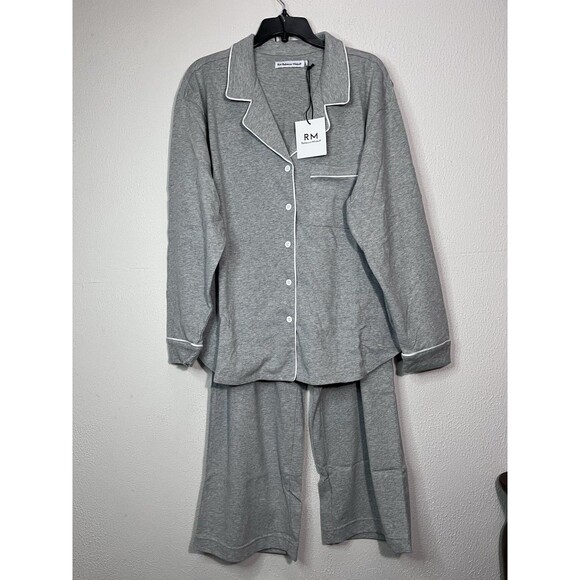 RM Rebecca Minkoff Women's XL Notch Collar Pajama Set Gray - Picture 5 of 16